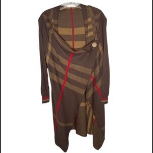 PLAID PRINT CARDIGAN Check print cardigan  wrap at the front with one button